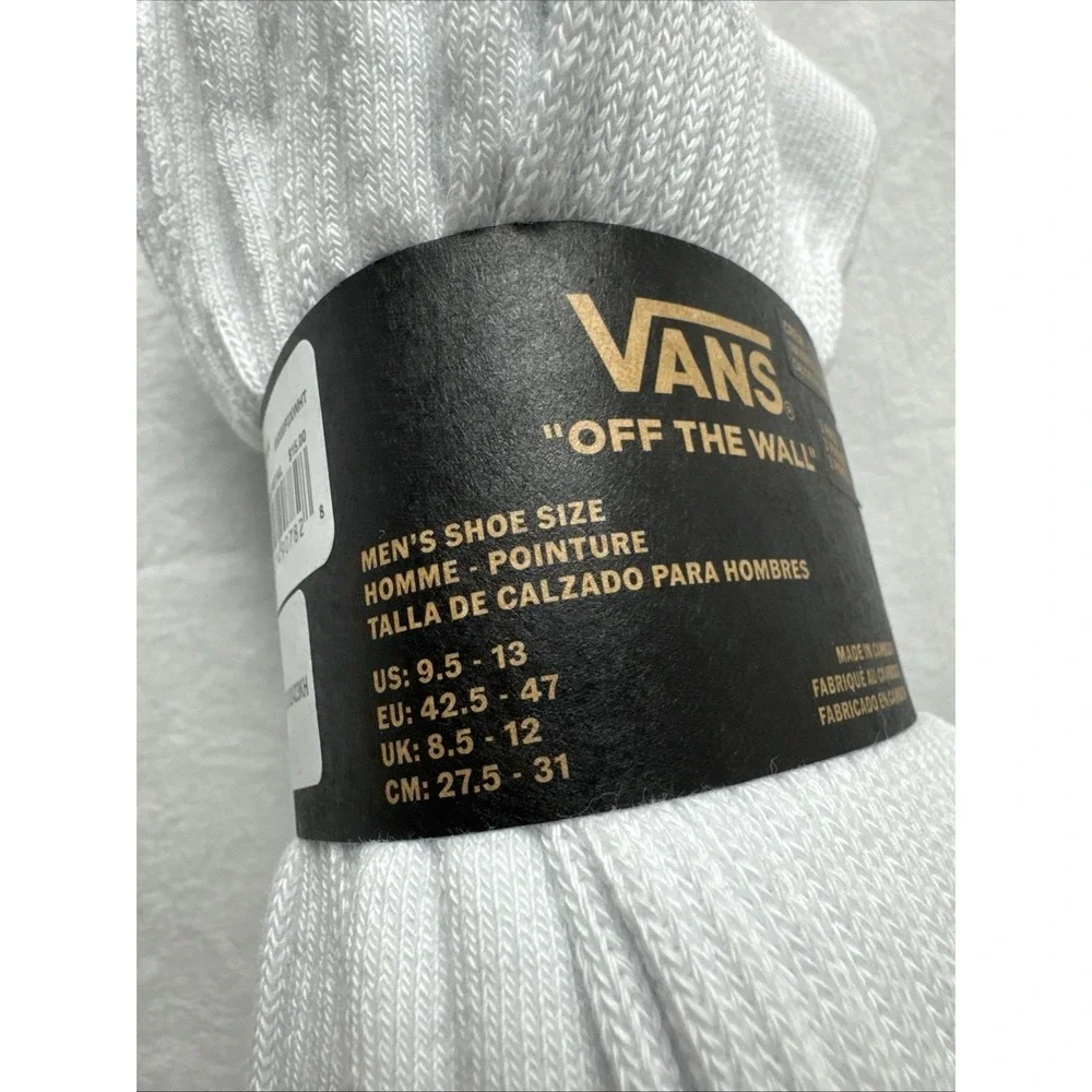 Vans White Crew Socks- 3 Pack- Shoe Size‎ 9.5-13- NWT Skateboard Classic